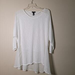 Elegant Alfani White Long Sleeve Layered Top - Women's 2XL